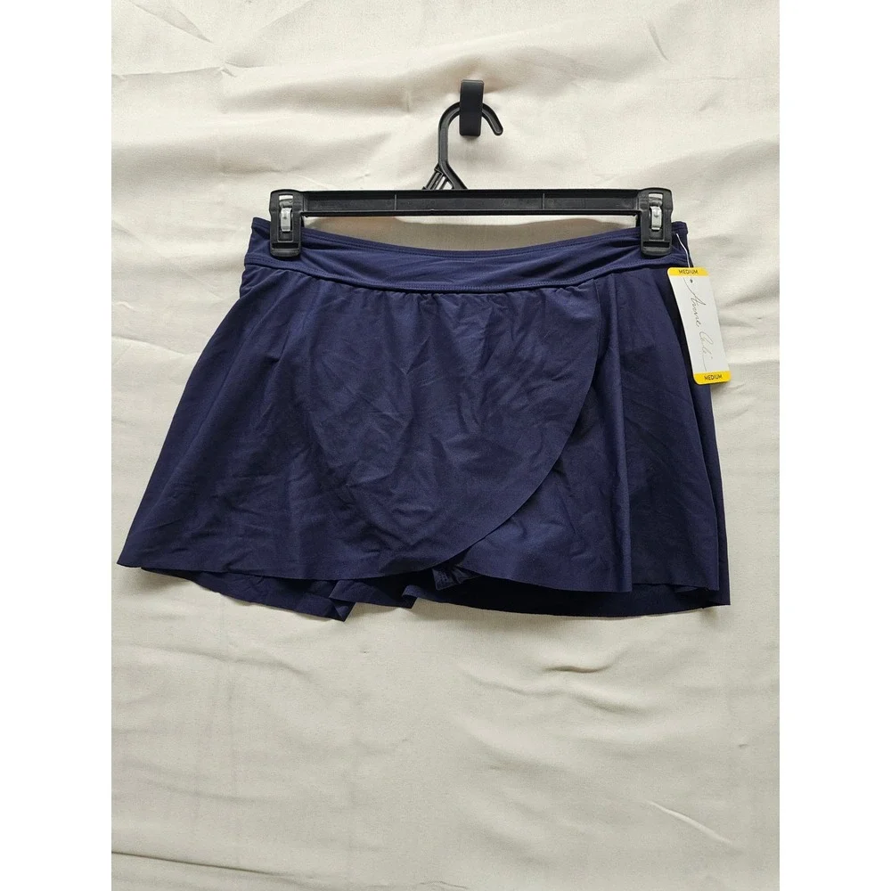 Anne Cole Womens Swim Skirt Navy Nylon Blend UPF 50 Beach Casual Size Medium